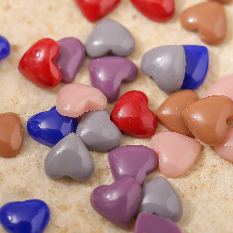 爆款美甲桃心克莱因蓝光面彩色小号陶瓷平底树脂珍珠漆指甲装饰钻详情2