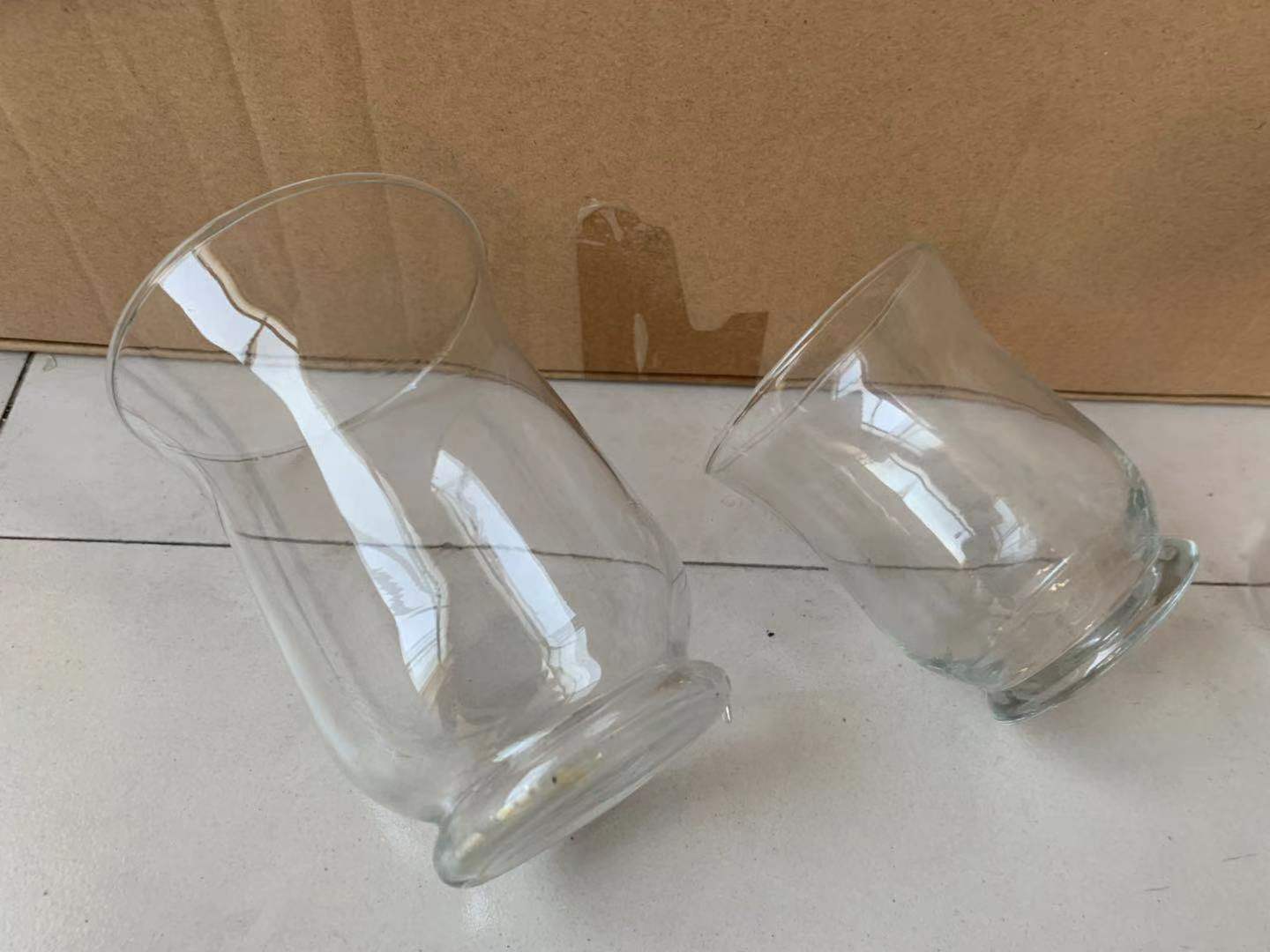 厂销透明玻璃风灯喇叭口透明玻璃杯 腰鼓型风灯薰蜡烛杯DIY烛台杯详情7