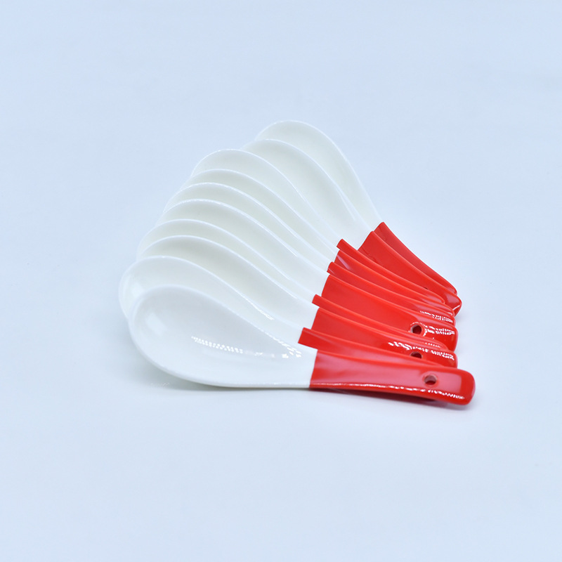 厂家陶瓷汤勺家用餐具小勺调羹骨质瓷三弯勺渐变骨瓷金线三弯勺详情11