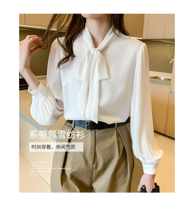 时尚气质欧货雪纺衬衫女装春秋装2023年新款春夏长袖上衣女士衬衣详情7