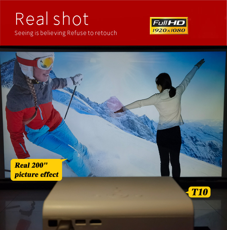 跨境新款T10安卓WIFI高清投影仪便携式微型迷你家LED投影机1080P详情9