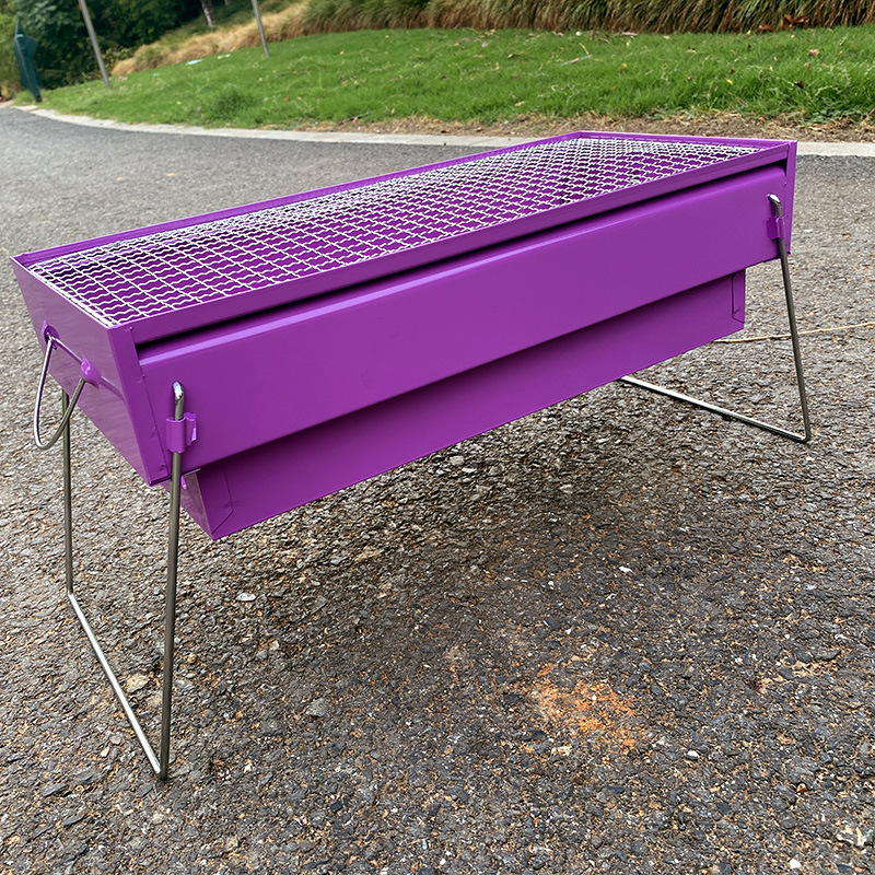 厂家现货新品网红马卡龙色烤漆户外烧烤炉BBQ便携式折叠烧烤架详情11