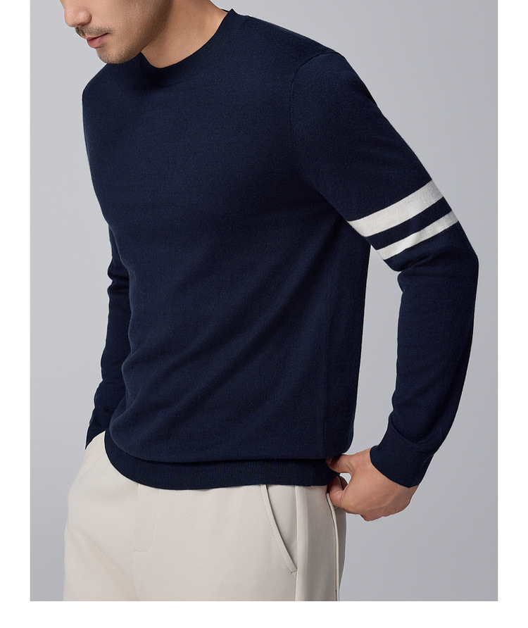 墨麦客男装条纹撞色打底羊毛衫男2024冬季新款简约男士毛衣20810详情26