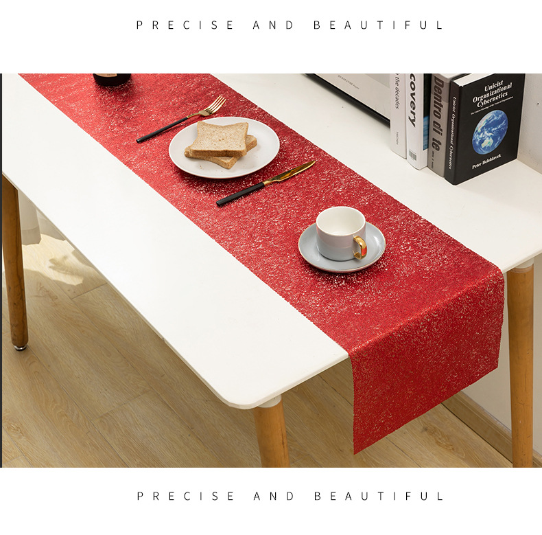 pvc hollowed-out table flags, gold-embossed placemats, heat-insulating table MATS, red silk Western placemats for cross-border Amazon restaurants pic 9
