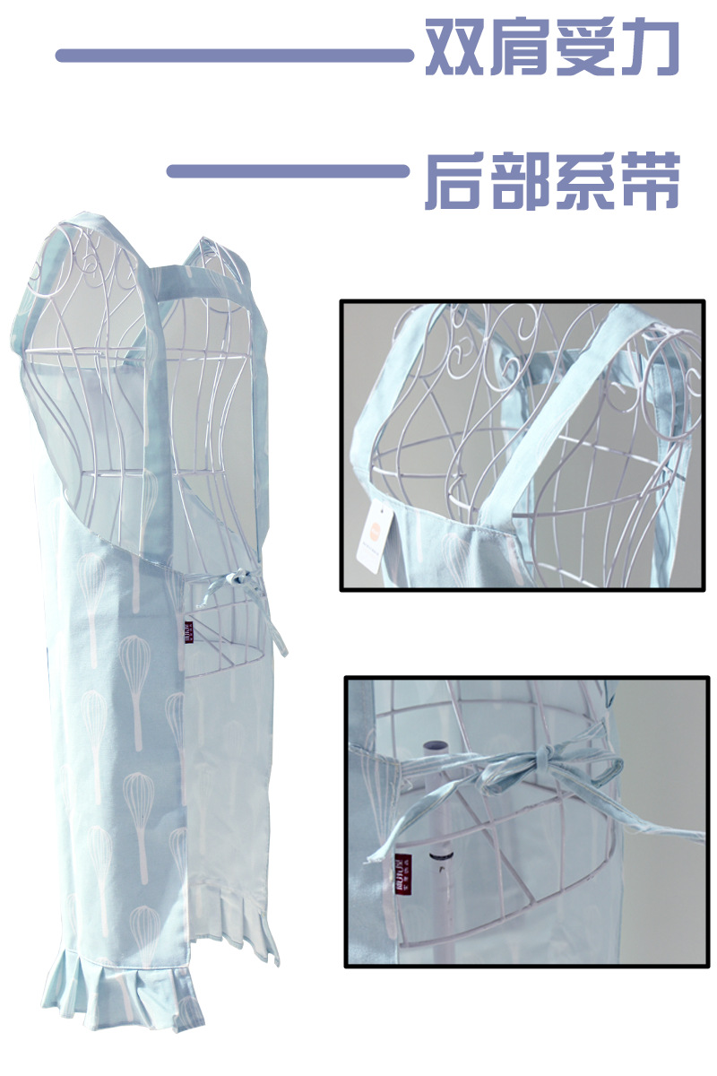 现代双层防水布艺围裙 康乐屋高端全棉家用厨房无袖防油围裙批发详情8