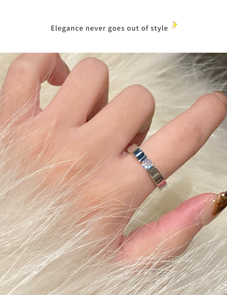 单钻锆石钛钢戒指女小众设计对戒素圈戒指女轻奢高级感尾戒食指环详情11