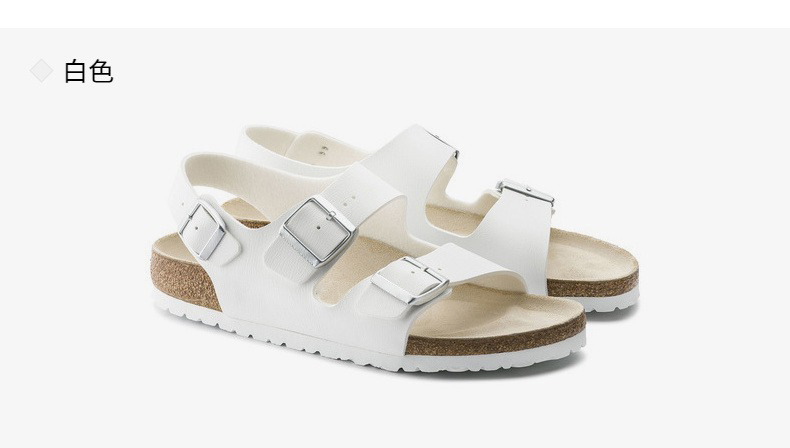 BK全牛皮勃肯鞋真皮软木凉鞋复古男女款厚底双排扣棕色大码博肯鞋详情17