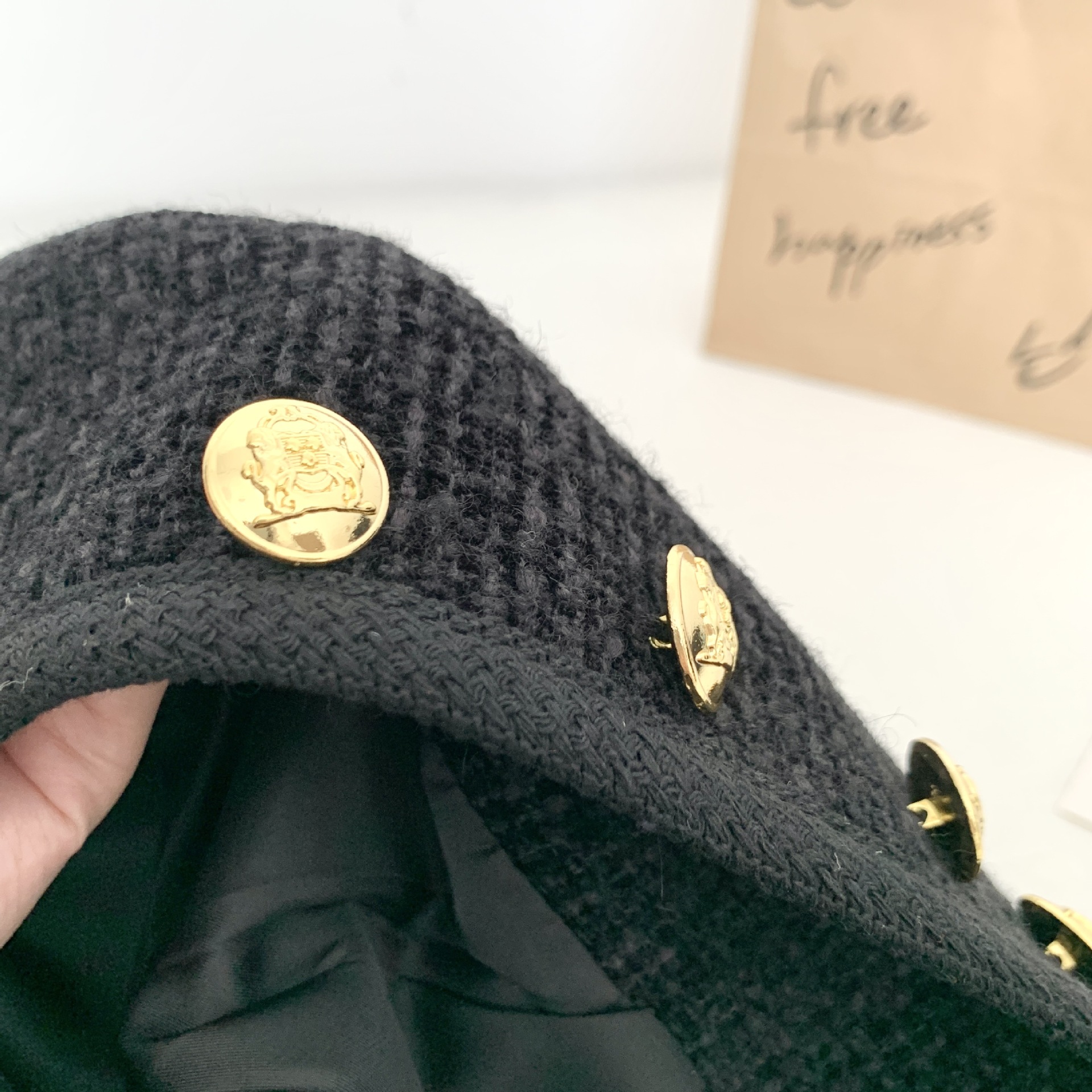 同款~黑色小香风短外套女23秋冬新款粗花呢六扣双口袋详情21