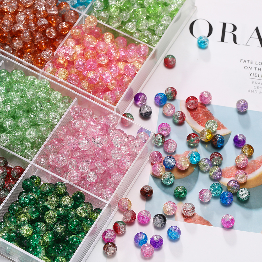 10mm ice-cracked glass beads, round beads, loose beads, diy handcrafted bracelet, beaded jewelry accessories, bracelet accessories pic 8