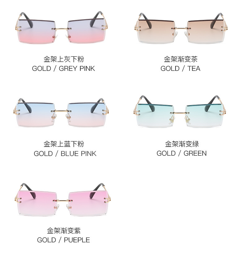 New frameless trimmed square gradient ocean sunglasses, European and American fashion, Instagram-popular street style sunglasses pic 19
