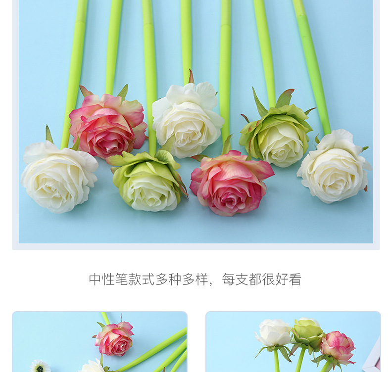 Factory direct sales of Zhongfan ZF2088 rose soft rubber gel Pen 0.5mm student stationery creative shaped pen pic 11