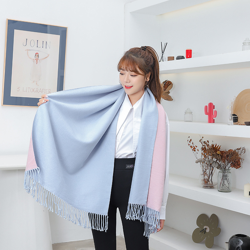 Double-sided scarf for women in autumn and winter 2023, thickened and warm shawl, cashmere scarf for men in winter, wool scarf pic 4