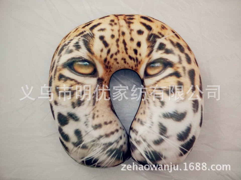 3D printed foam particle animal head leopard print U-shaped neck pillow, foam particle neck pillow, car neck pillow manufacturer wholesale pic 8