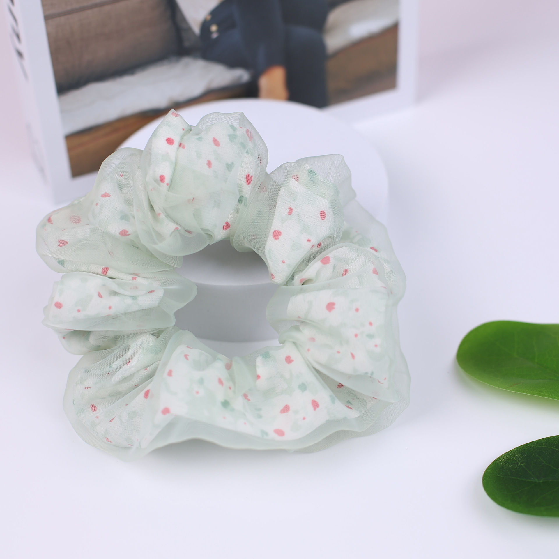 Mesh bun, large intestine circle, ponytail hair tie, fresh and fairy-like ins hair tie, sweet double-layer fabric hair tie wholesale pic 41