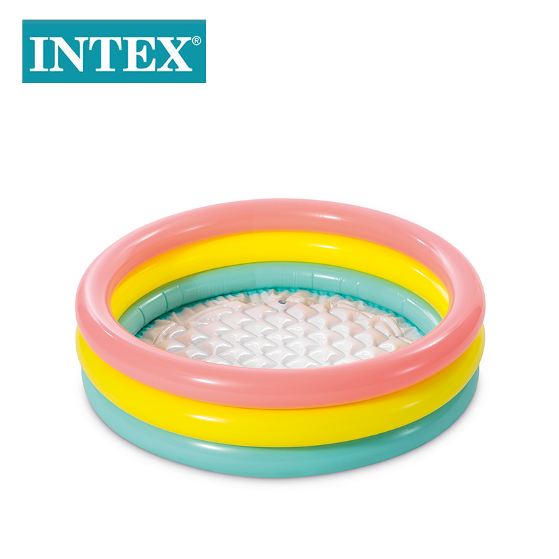 INTEX58924 Fluorescent three-ring inflatable water Pool, Baby Play Pool, creative bubble bottom rainbow water Pool wholesale pic 2