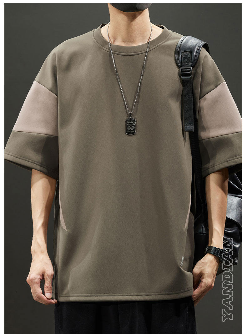 夏季新爆款港风拼色短袖大童青少年T恤学生打底气质简单潮牌小众详情20