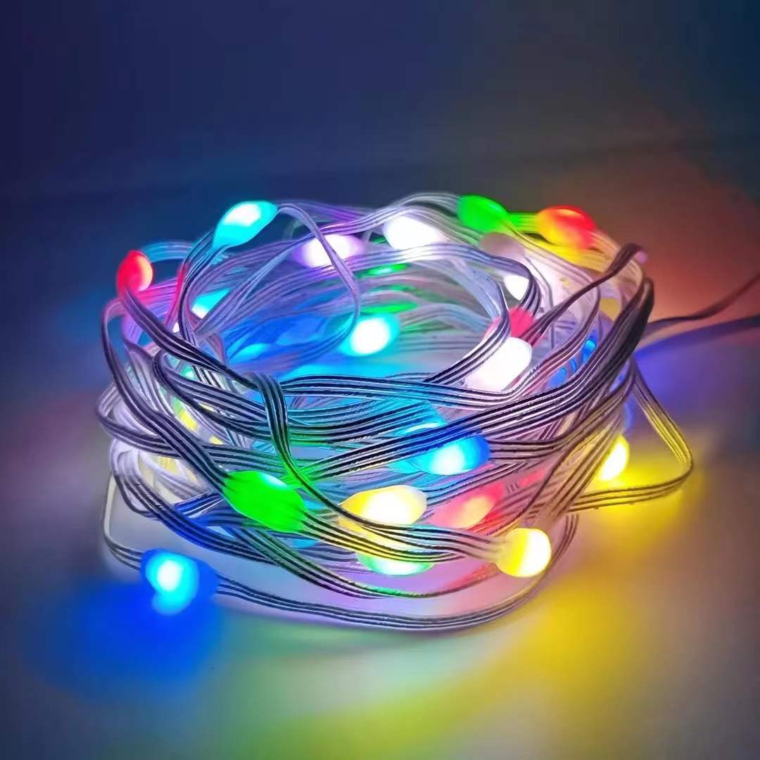 Iridescent leather thread light, curtain light, APP point control, Bluetooth, ball and bead light string, RGB horse running string light, Christmas light pic 7
