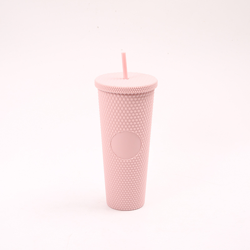 跨境厂家新款创意双层吸管扎手塑料杯 通用便携大容量星巴榴莲杯详情13