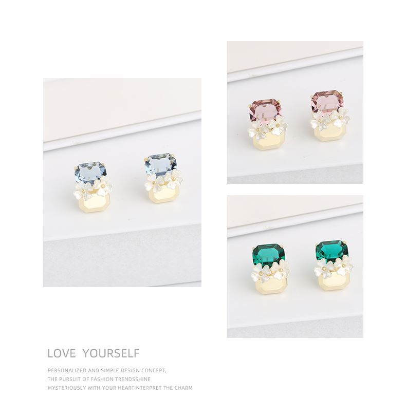 丽银莫奈花园主推款耳饰高级感水晶材质耳环轻奢风气质树脂花耳钉详情2