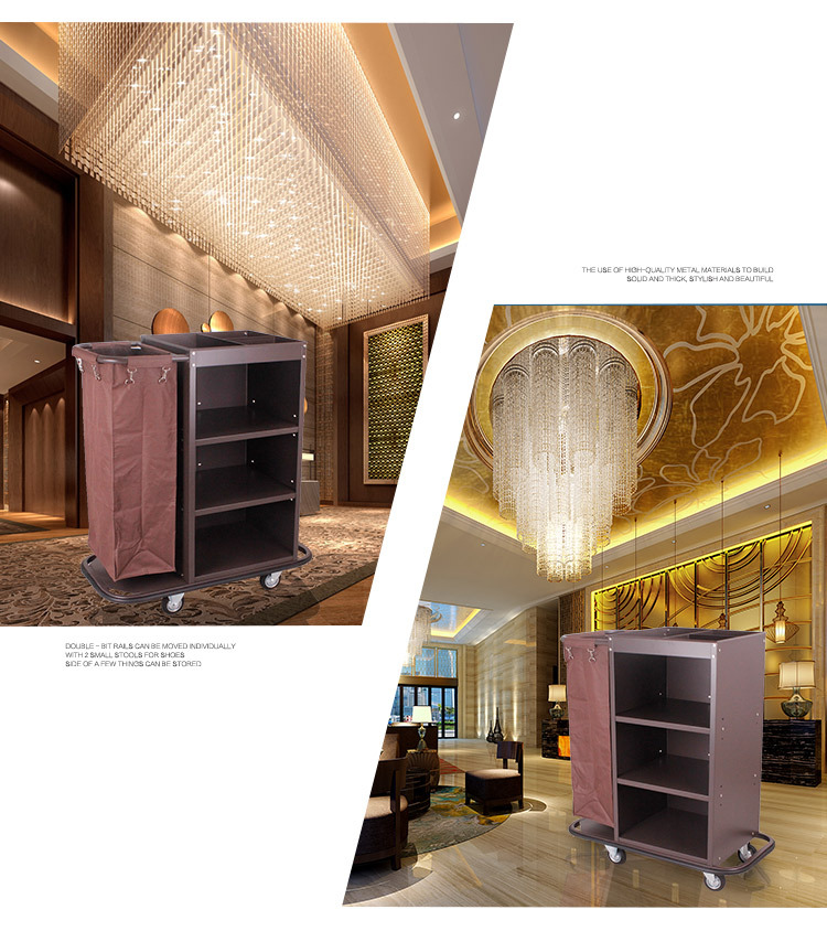 Customized single-sided room trolleys, hotel service trolleys, hotel room trolleys, cleaning work hand carts and linen trolleys pic 22
