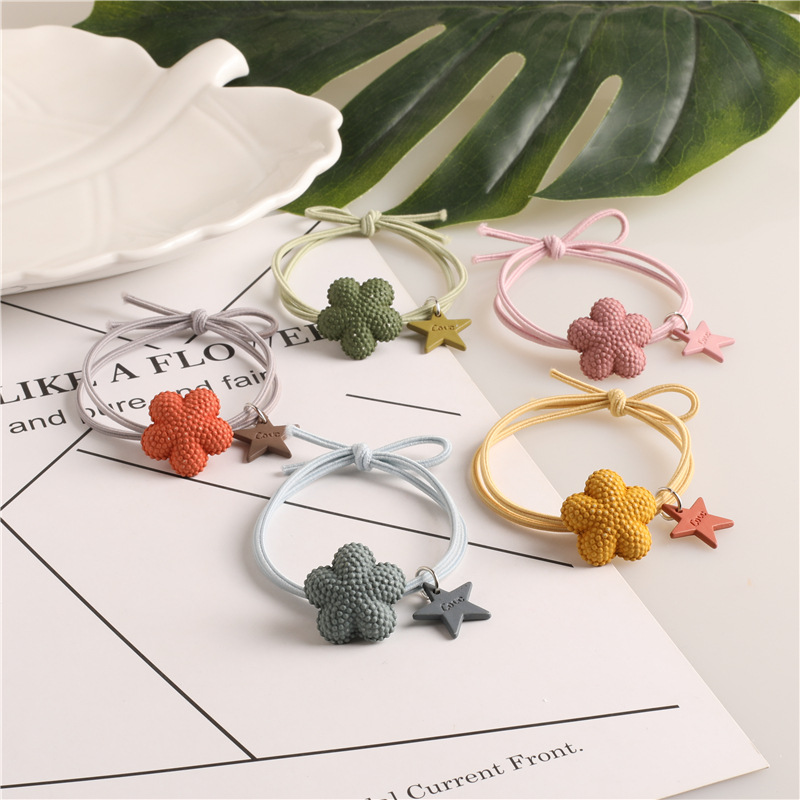 Korean style Instagram popular hair tie, creative cartoon five-pointed star flower hair band, hair tie rubber band, high-elasticity hair tie pic 13