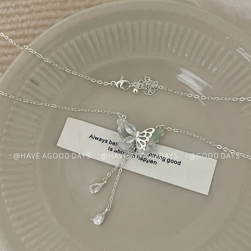 超仙少女蝴蝶流苏锆石项链女小众设计感轻奢时尚百搭锁骨链配饰详情10