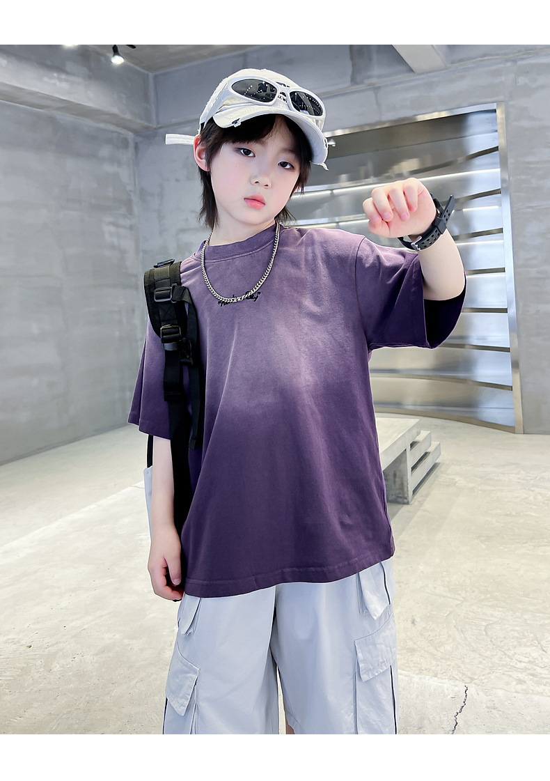 Summer dopamine-gradient short-sleeved T-shirt for boys 2025 New style summer half-sleeved ice-feel top for teenagers and children pic 20