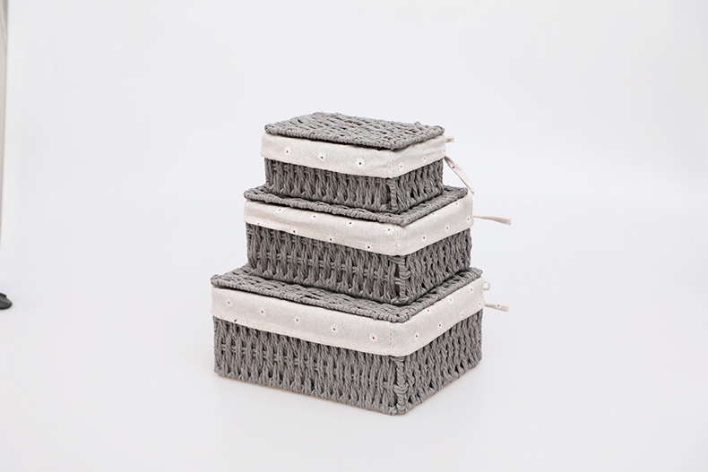 Imitation rattan woven fabric storage basket, dirty clothes, socks, tissue storage box, rectangular dried fruit and snack storage basket set pic 15