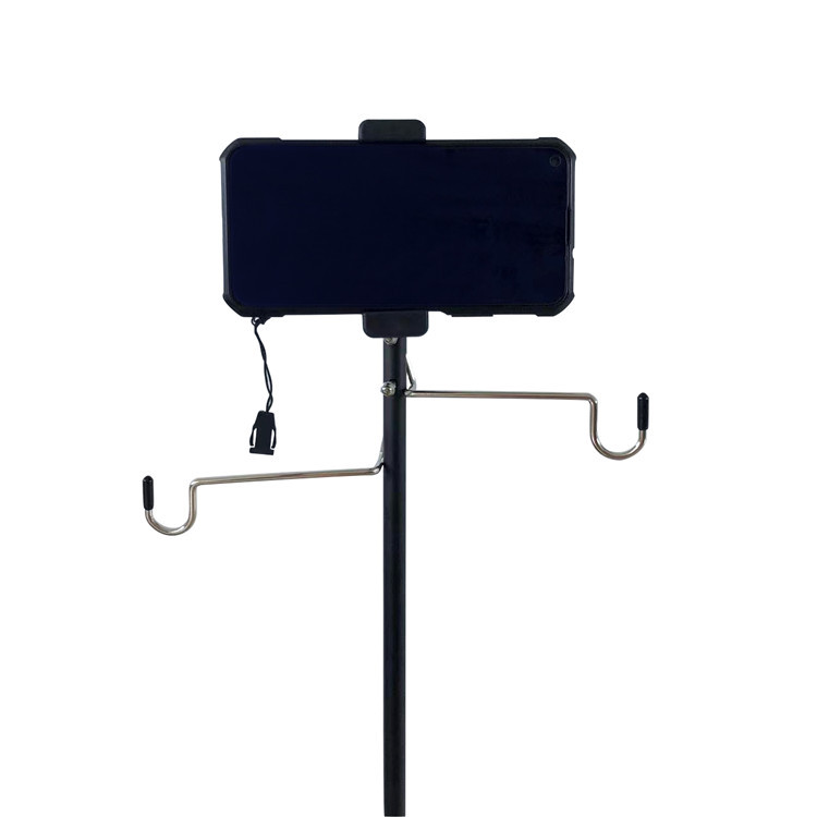 Outdoor camping aluminum alloy folding lamp stand, lightweight and portable lighting pole with pan-tilt phone holder, night market stall pic 5