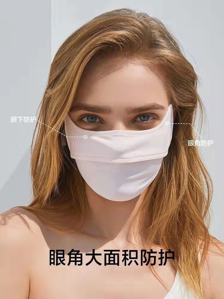 夏季户外防晒面罩女3D立体显脸小防紫外线薄款透气冰丝护眼角口罩详情2