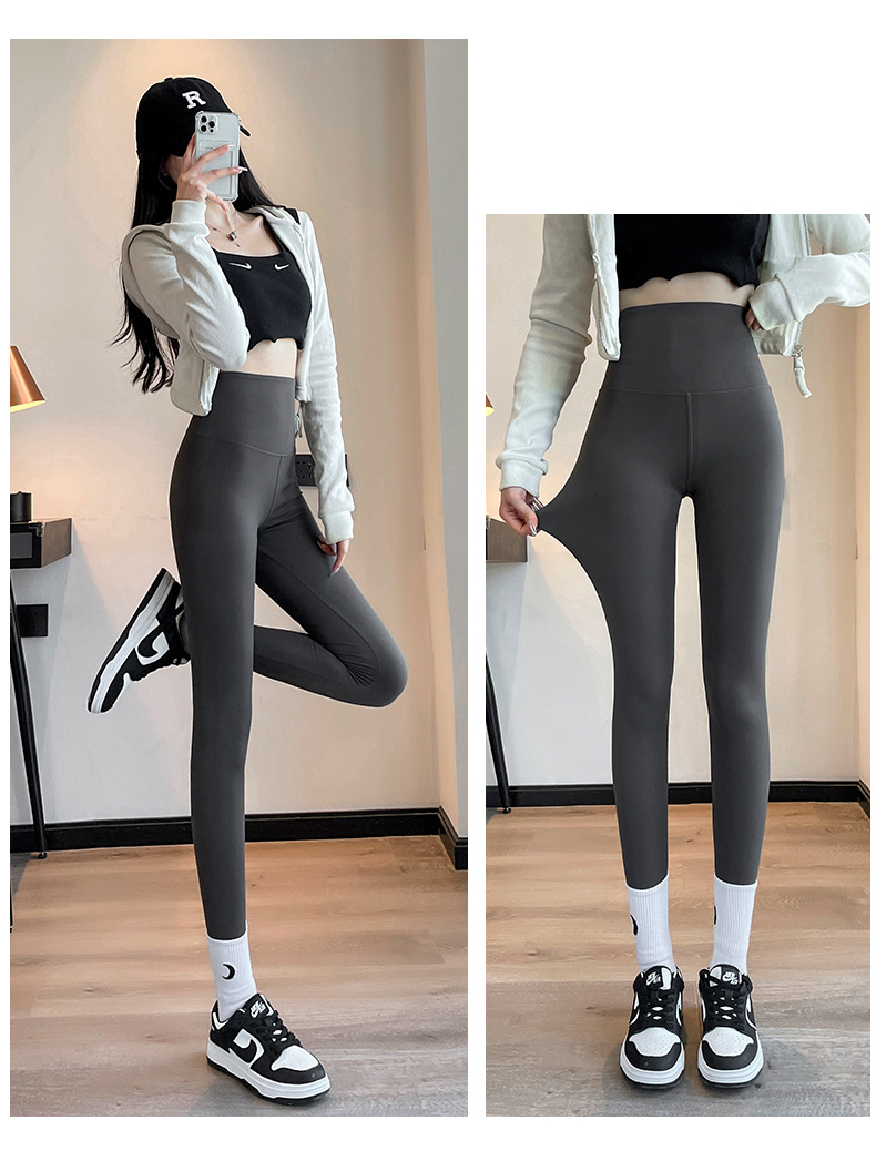 Pantalones de tiburón pulido para mujeres primavera nuevo tamaño grande pantalones de barbie color café pantalones de yoga de pies pequeños más polainas leggings al por mayor pic 24