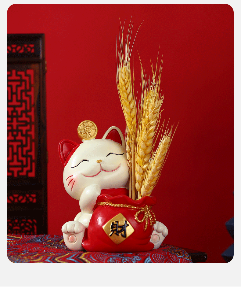 Creative Maneki Neko tray storage, large decorative items, home living room decoration, entrance key storage, display, housemoving gift pic 8