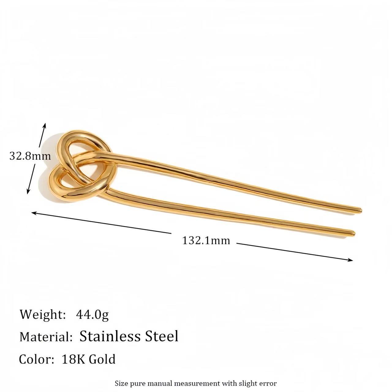 Cross-border European and American creative U-shaped hairpins, high-end metal hairpins, alkali water rope knots, golden surface hair pins, hair accessories and hair clips pic 13