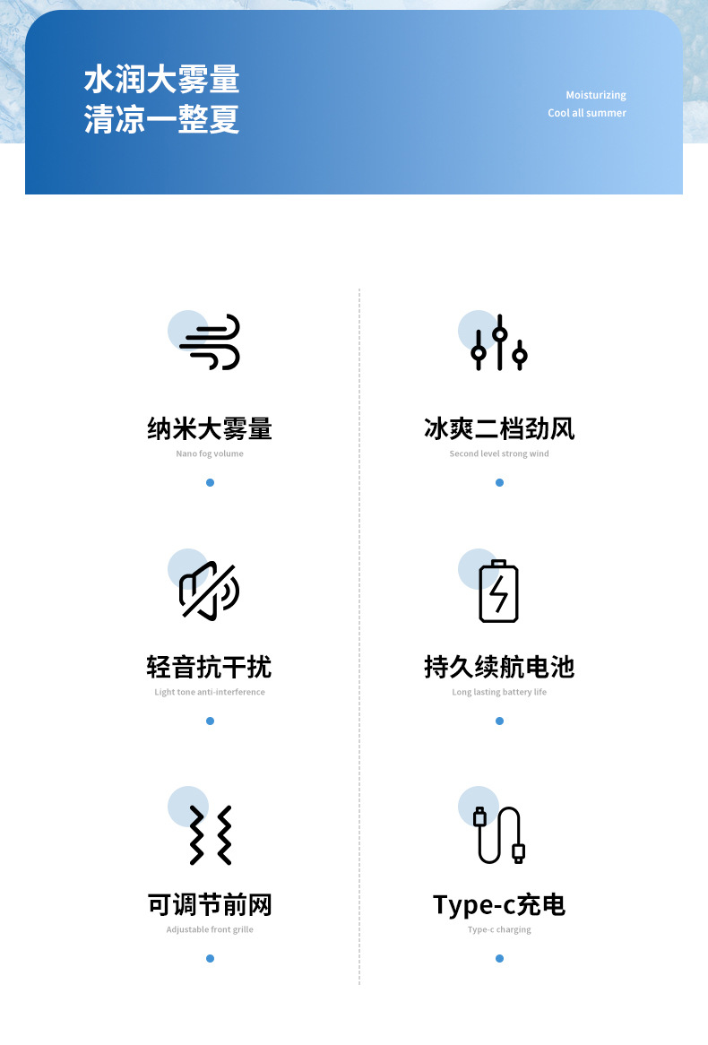 USB喷雾加湿迷你小空调扇桌面水冷风扇宿舍移动电风扇制冷冷风机详情2