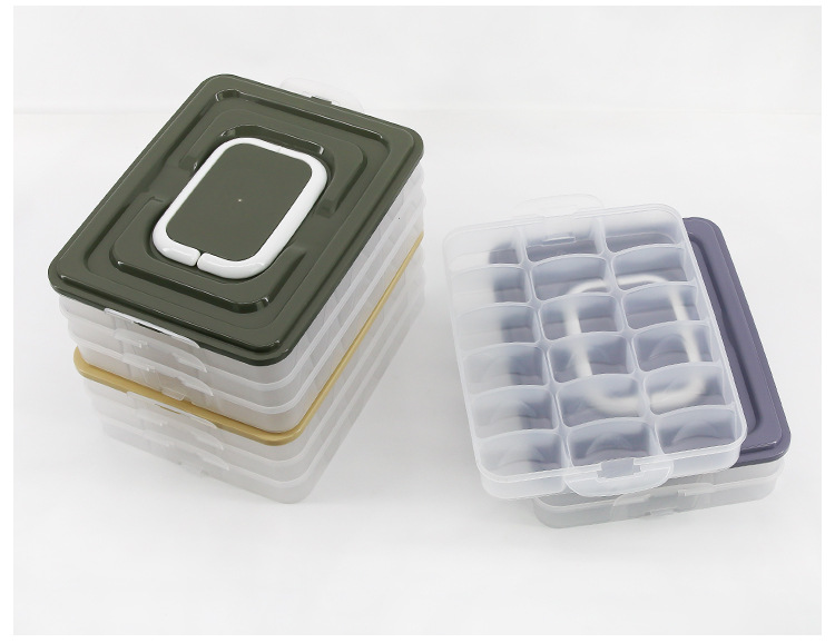 Household refrigerator fresh-keeping box, dumpling and wonton storage box, new color frozen dumplings, multi-layer quick-frozen and frozen dumpling tray pic 16