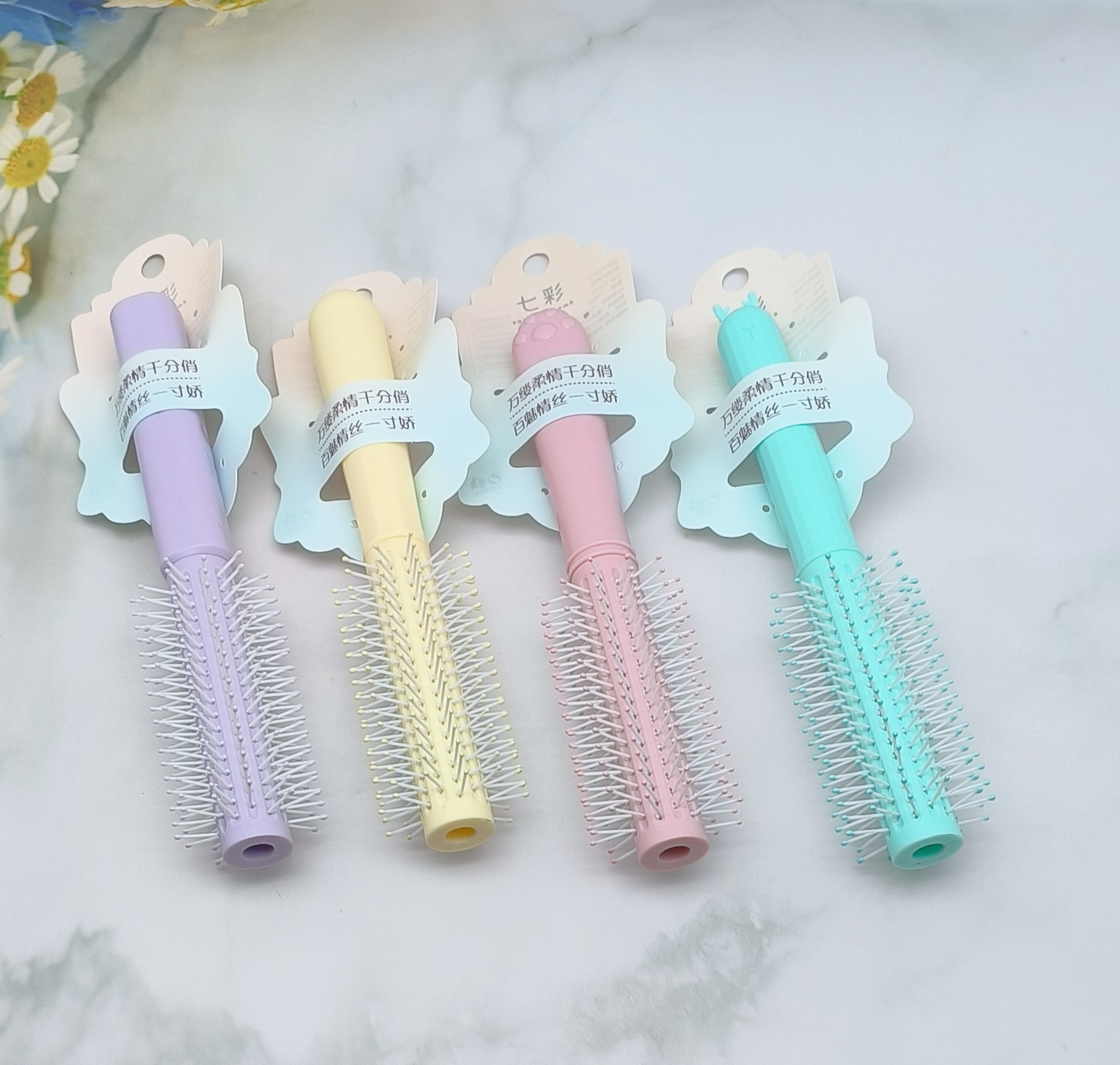 新款女生专用可爱卡通硅胶软头大方头气垫梳 蓬松造型气囊梳圆滚排骨梳 烧烤刷款式梳子详情39