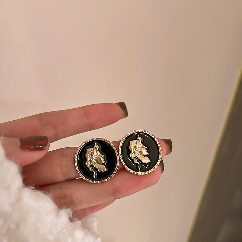 银针镶钻几何皮革耳环复古小众设计感耳坠韩国个性气质百搭耳饰女详情7