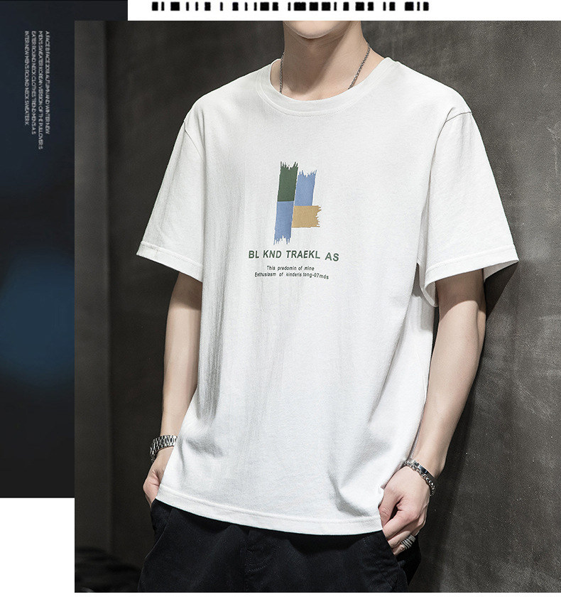 男士新款短袖t恤男宽松圆领男生纯棉T夏季休闲半袖体恤衫上衣潮男详情8