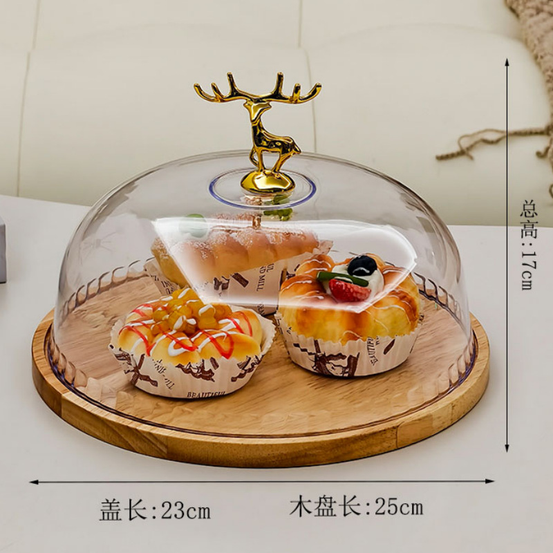 Cake plate with cover, pastry restaurant bread, dessert, fruit tasting, pastry plate, transparent covered bamboo display tray, cake plate with cover, pastry restaurant bread pic 4