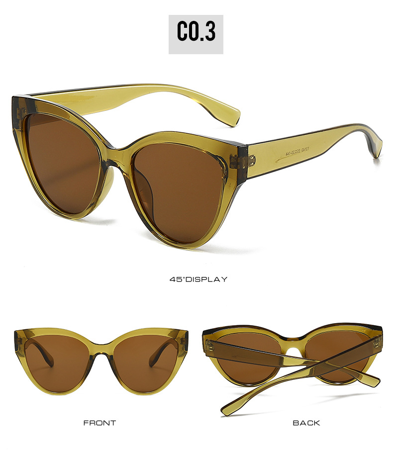 2024 New cross-border color-blocking sunglasses for women with large faces to look slimmer, cat-eye fashionable and versatile sunglasses for sun protection and shading pic 9