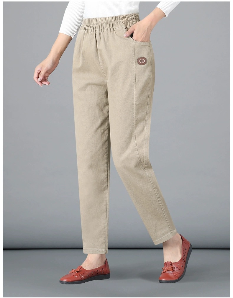 斜纹棉秋冬长裤中老年纯棉弹力女裤中年人春秋款外穿宽松直筒详情17