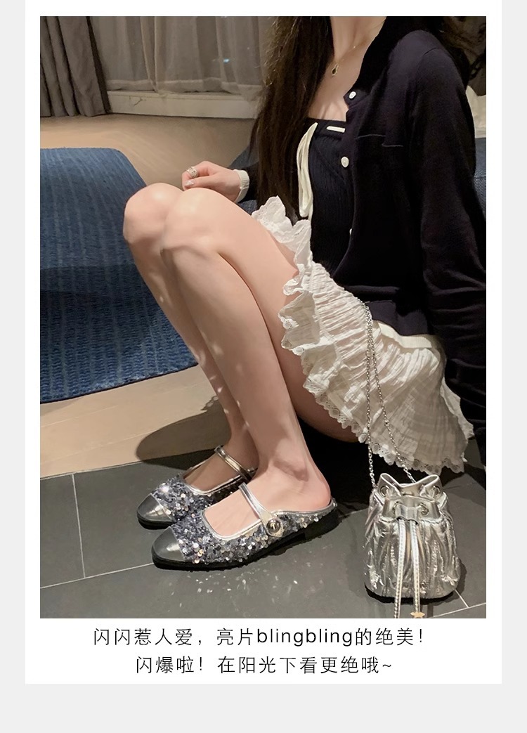 银色玛丽珍鞋亮片芭董舞鞋子真皮女鞋葡萄妈单鞋女2024春款女鞋子详情20