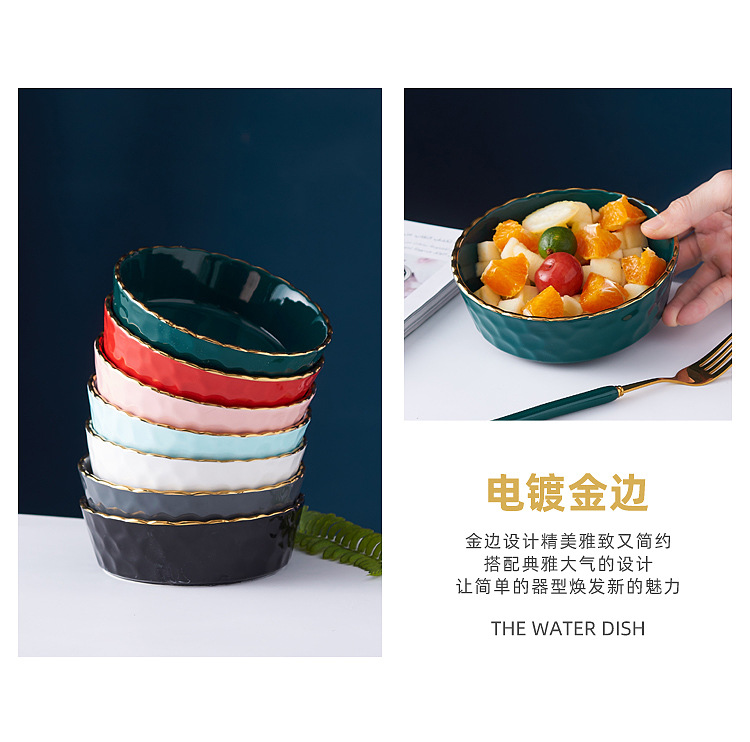 Nordic tableware, ceramic bowls, household fruit dessert bowls, ceramic fruit salad bowls, pasta breakfast bowls, lace bowls pic 4