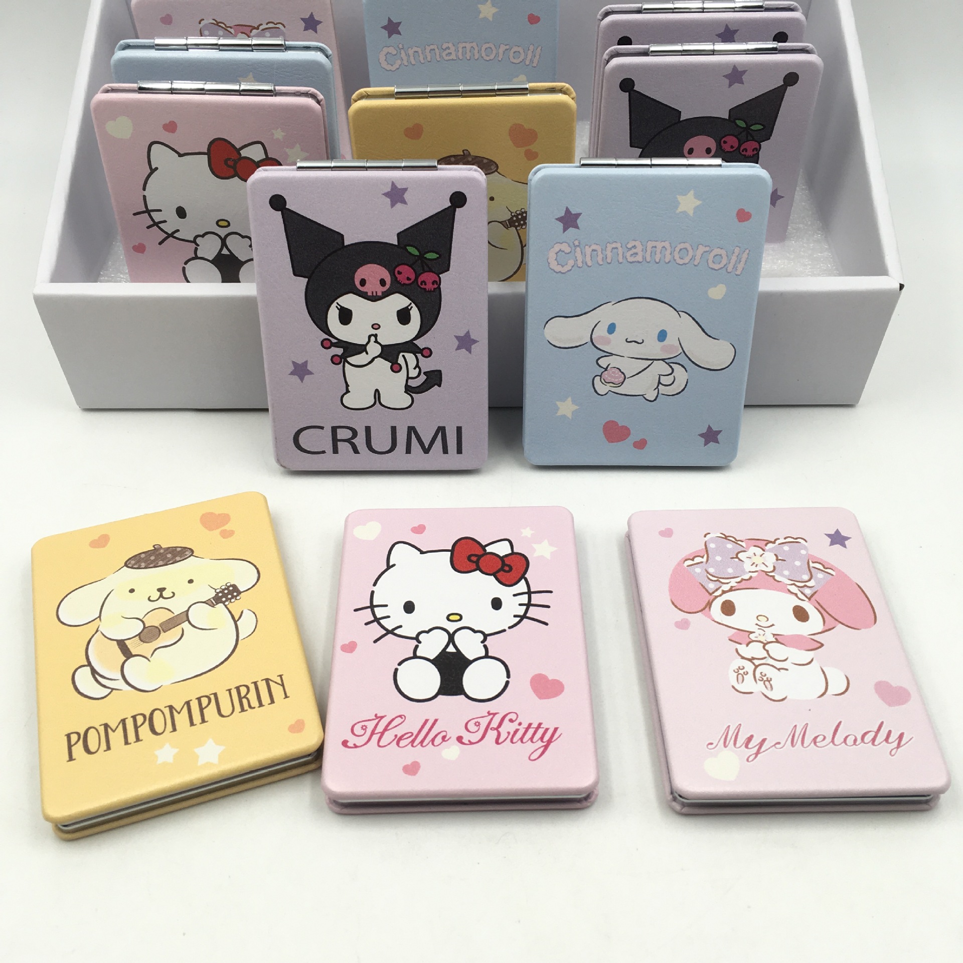Cartoon and anime family flip mirror PU makeup small mirror, Kuromi Melody Twin Star Cinnamon Dog mirror pic 6