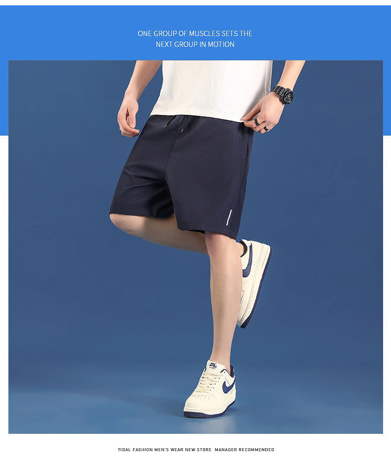 Summer sports thin shorts for men, loose and casual ice silk quick-drying capri pants for men, straight-leg Hong Kong-style pants for men, trendy pic 20