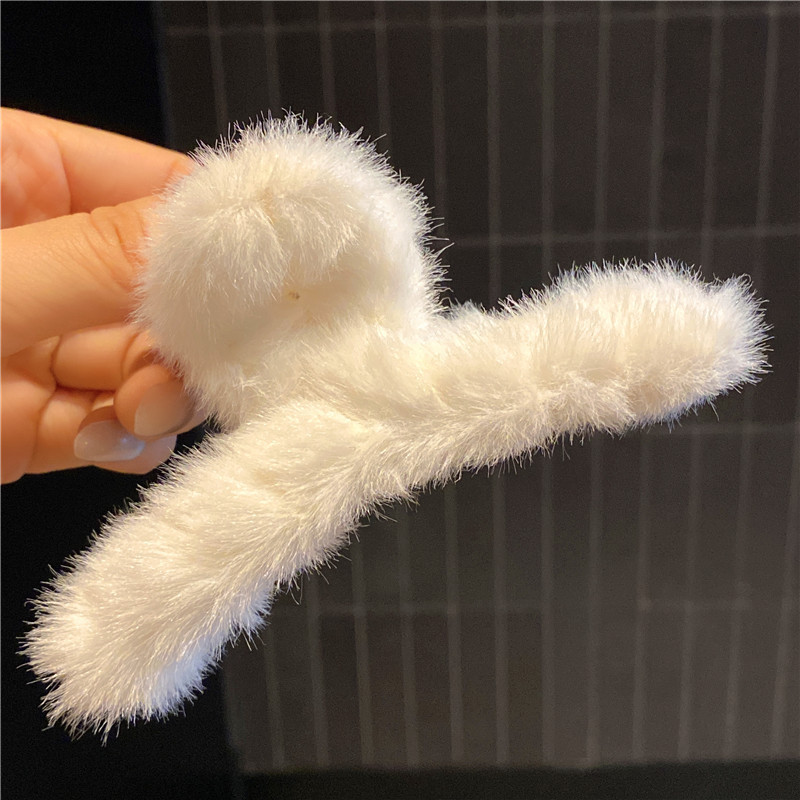2023新款秋冬毛绒后脑勺发抓夹 网红毛绒可爱优雅鲨鱼夹发夹头饰详情15