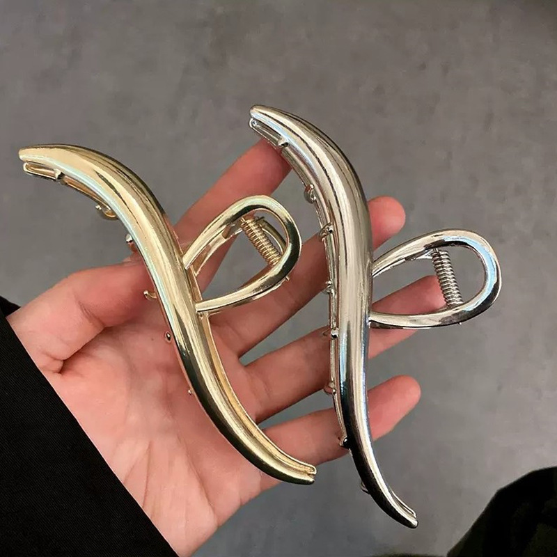 波浪一字金属大号抓夹鲨鱼夹发夹后脑勺盘头发夹子头饰发卡新款详情3