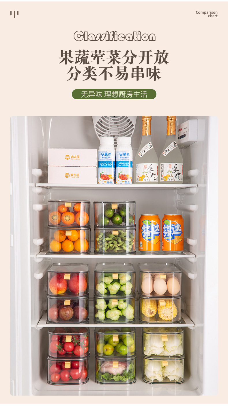 The new drawer-type food storage box is a household kitchen food organization box that can be stacked. It is a PET storage box and a freezing wonder pic 8