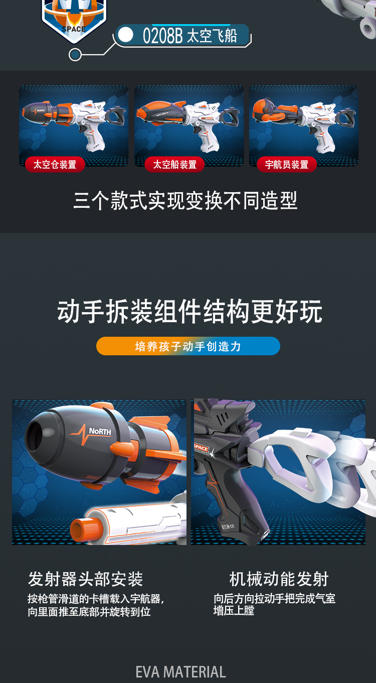 东发软弹枪玩具套装儿童手动拉栓软弹枪EVA可变身玩具枪3-6岁详情5