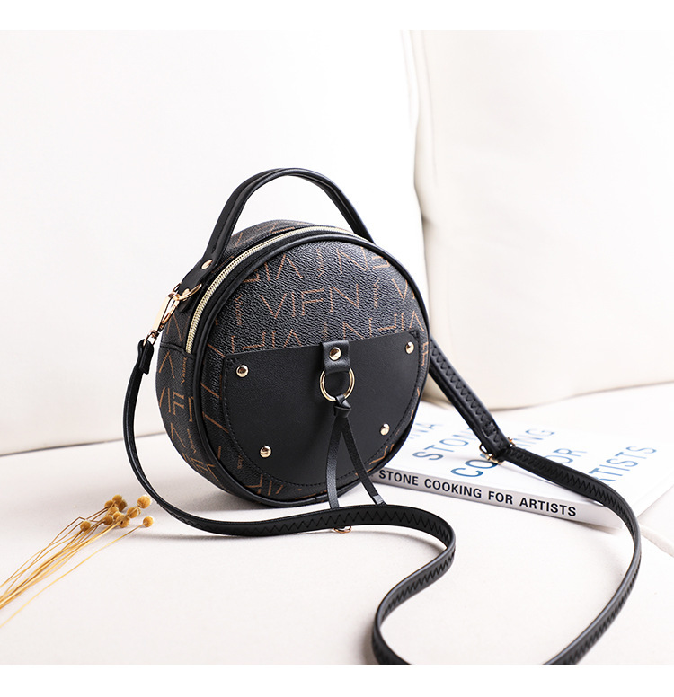 The 2021 new letter-printed double-layer single-shoulder small round bag for women is a fashionable and casual mobile phone bag with an upgraded version pic 19